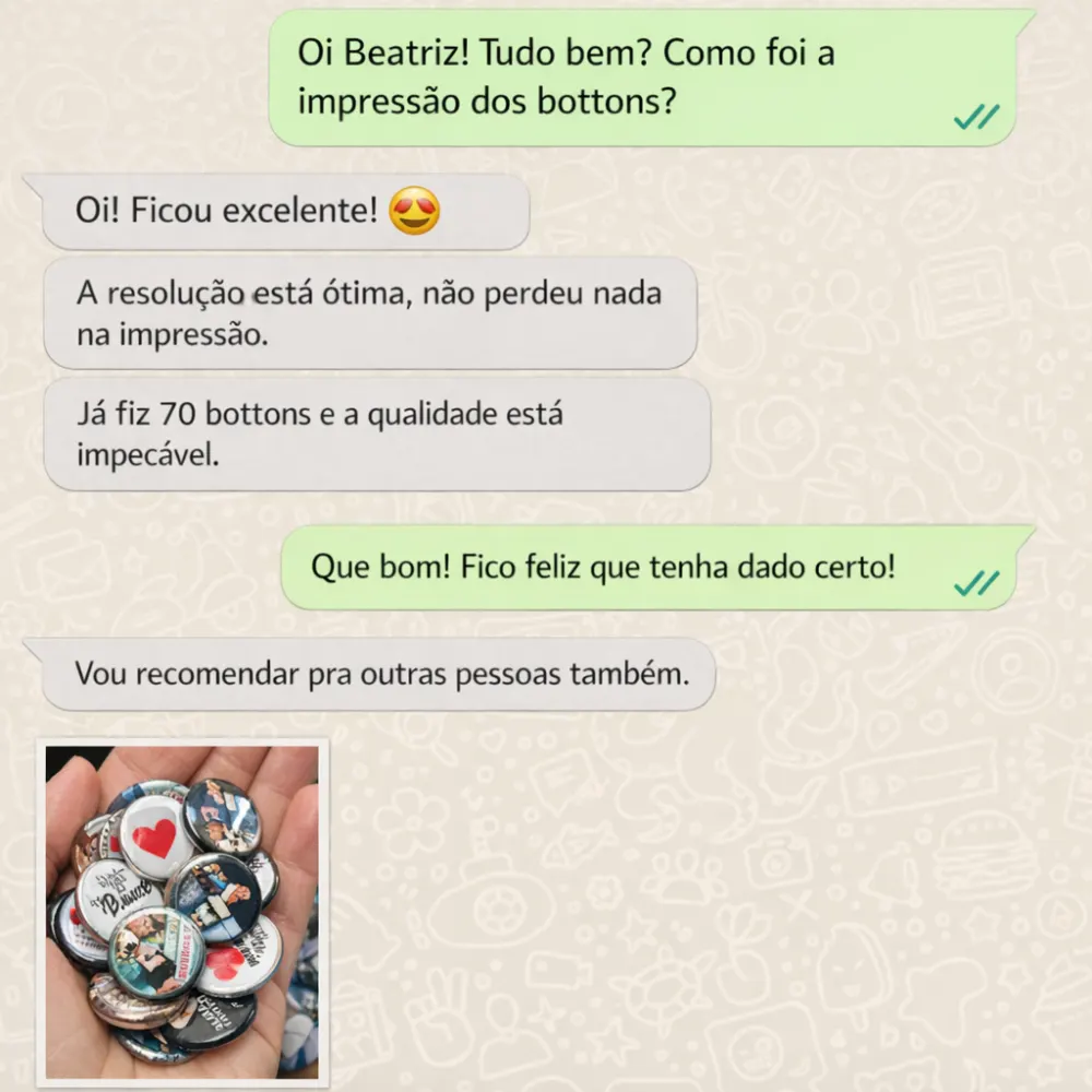 Depoimento de cliente 4 no WhatsApp
